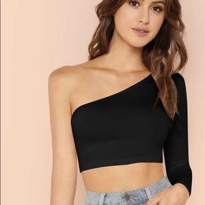 One Shoulder Long Sleeve Top